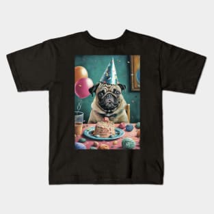 Pug Dog Birthday Card #5 Kids T-Shirt